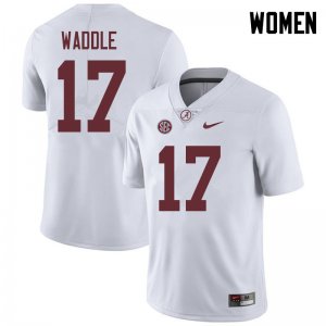 NCAA Women's Alabama Crimson Tide #17 Jaylen Waddle Stitched College 2018 Nike Authentic White Football Jersey JX17K55NH